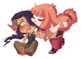 Full color chibi couple -comm-