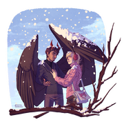 Halfbody couple with a simple background -fanart-