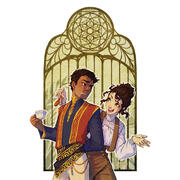 Halfbody couple with a simple background