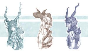 Multiple sketch portrait commissions